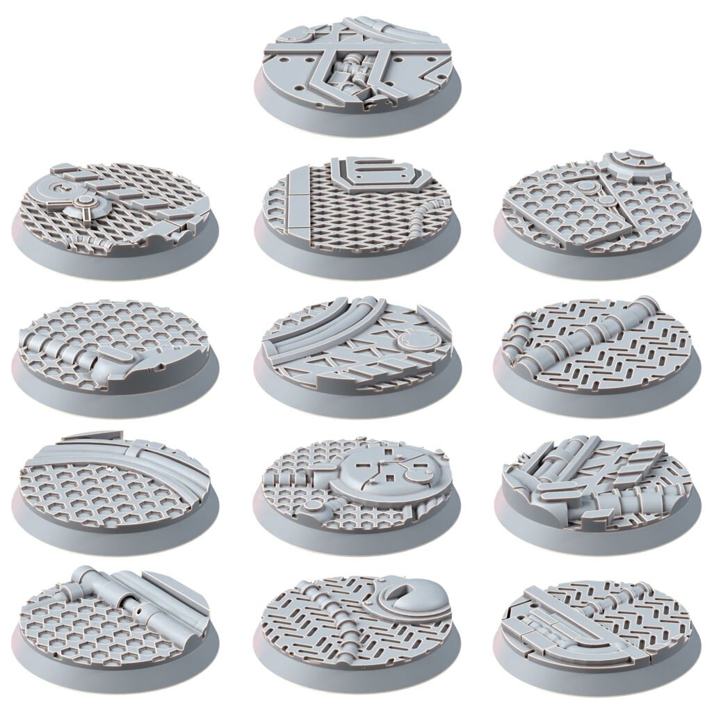 Space Knights 32 Mm Bases (13 Units), resin miniature bases, squad, 28mm heroic scale unpainted resin