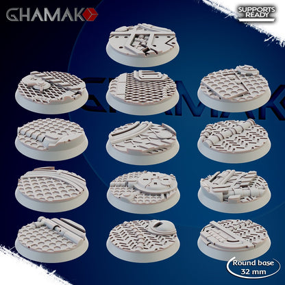 Space Knights 32 Mm Bases (13 Units), resin miniature bases, squad, 28mm heroic scale unpainted resin, view 2
