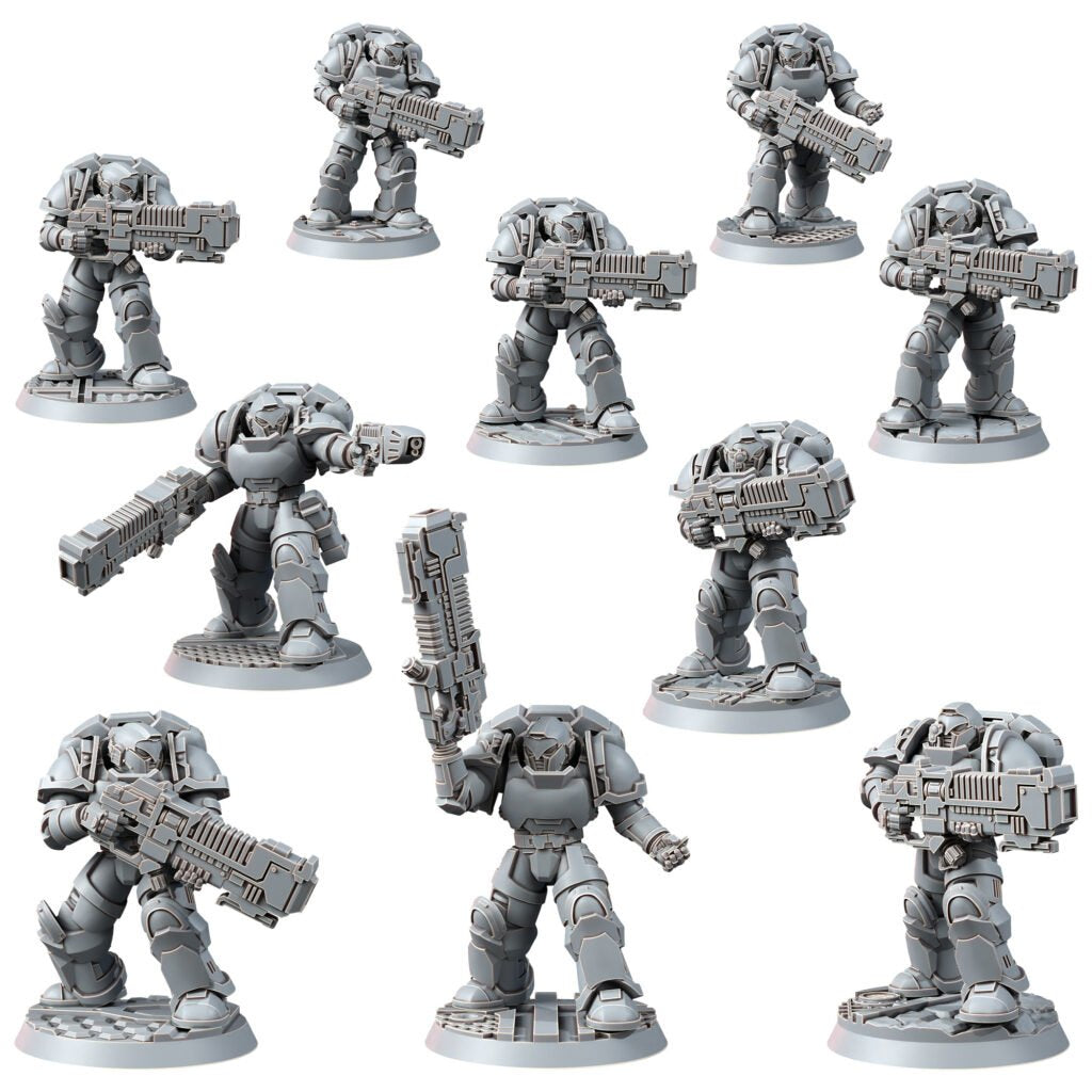 Space Knights Assault Plasma Devastator (10 Units), proxy miniature, squad, 28mm heroic scale unpainted resin