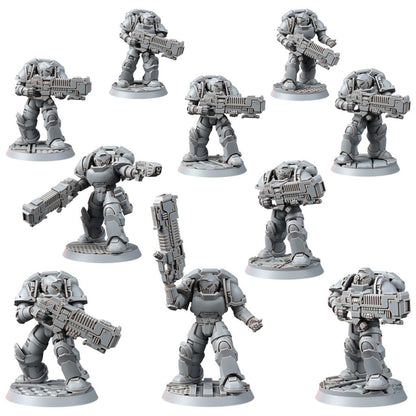 Space Knights Assault Plasma Devastator (10 Units), proxy miniature, squad, 28mm heroic scale unpainted resin