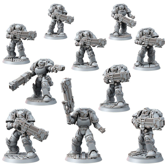 Space Knights Assault Plasma Devastator (10 Units), proxy miniature, squad, 28mm heroic scale unpainted resin