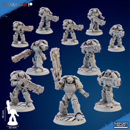 Space Knights Assault Plasma Devastator (10 Units), proxy miniature, squad, 28mm heroic scale unpainted resin, view 2