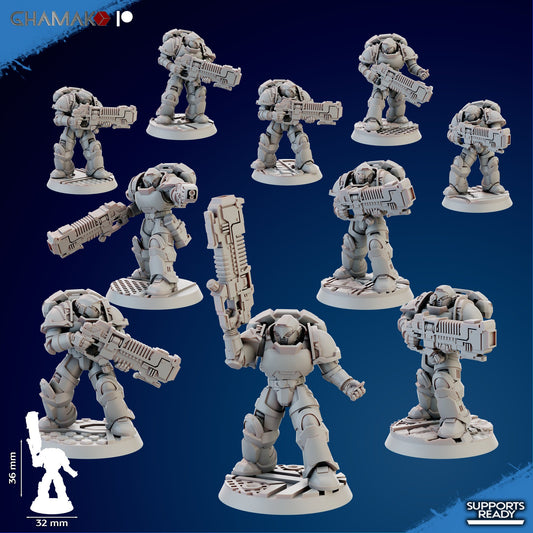 Space Knights Assault Plasma Devastator (10 Units), proxy miniature, squad, 28mm heroic scale unpainted resin, view 2