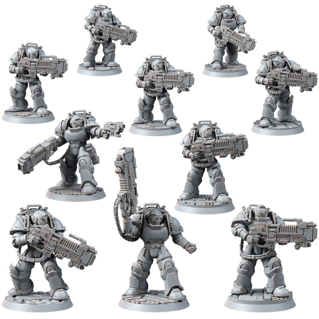 Space Knights Heavy Plasma Devastator (10 Units), proxy miniature, squad, 28mm heroic scale unpainted resin