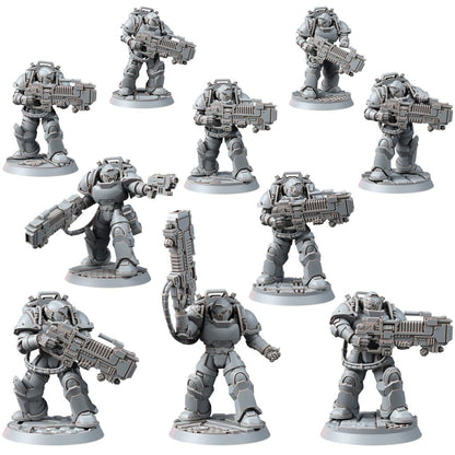 Space Knights Heavy Plasma Devastator (10 Units), proxy miniature, squad, 28mm heroic scale unpainted resin
