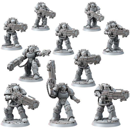 Space Knights Heavy Plasma Devastator (10 Units), proxy miniature, squad, 28mm heroic scale unpainted resin