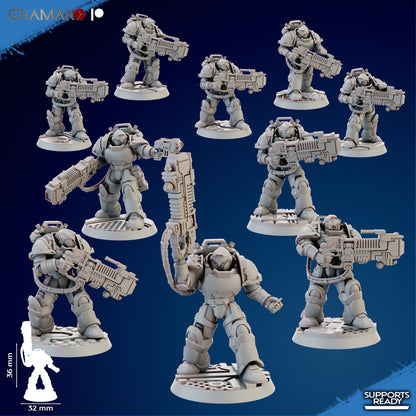 Space Knights Heavy Plasma Devastator (10 Units), proxy miniature, squad, 28mm heroic scale unpainted resin, view 2