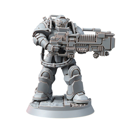 Space Knights Heavy Plasma Devastator (10 Units), proxy miniature, squad, 28mm heroic scale unpainted resin, view 3