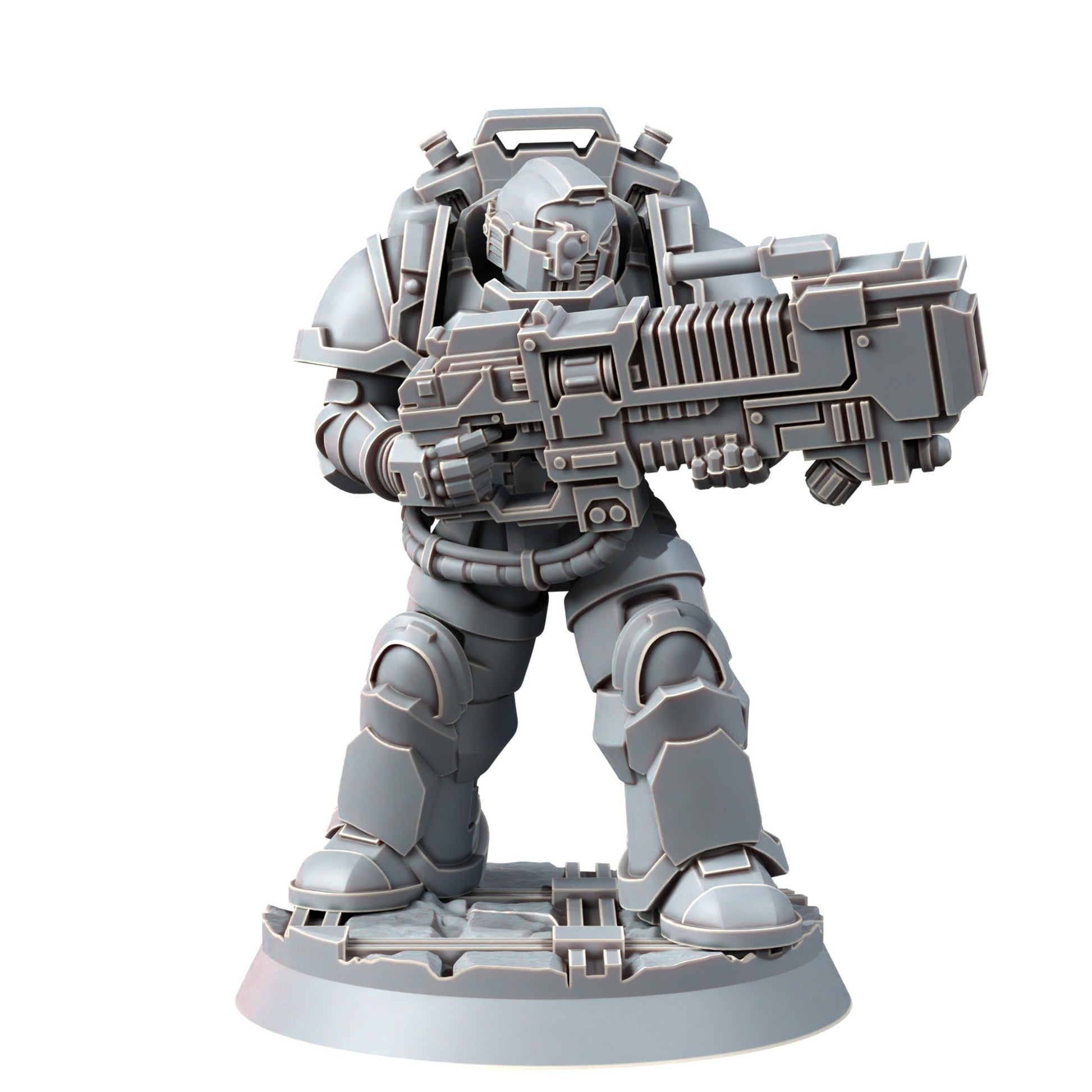 Space Knights Heavy Plasma Devastator (10 Units), proxy miniature, squad, 28mm heroic scale unpainted resin, view 4