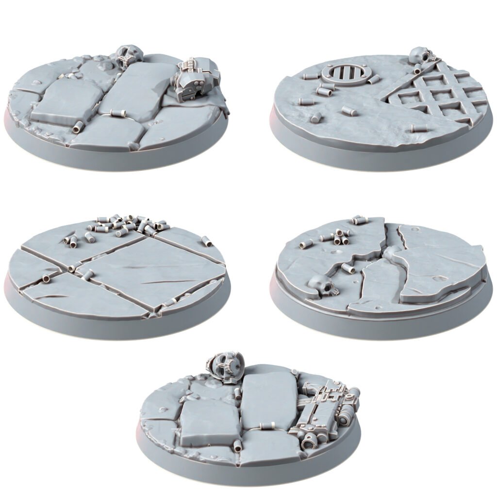 Space Knights Imperators Heavy Militum 40Mm Bases (5 Units), resin miniature bases, squad, 28mm heroic scale unpainted resin