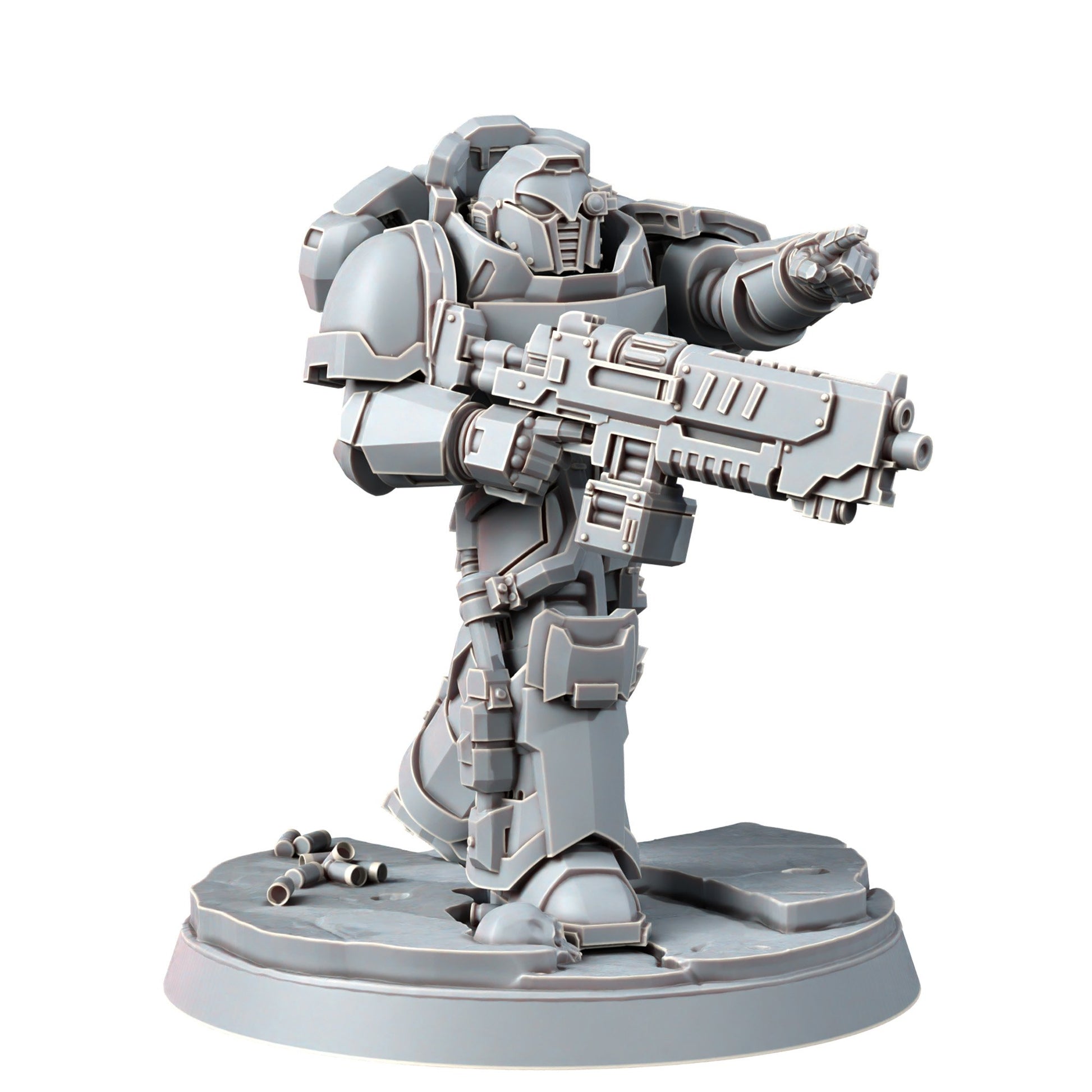 Space Knights Imperators Heavy Militum Bolter (5 Units), proxy miniature, squad, 28mm heroic scale unpainted resin, view 3