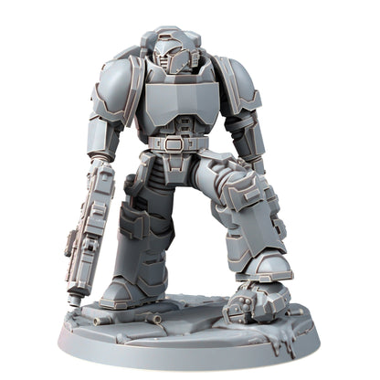 Space Knights Imperators Heavy Militum Bolter (5 Units), proxy miniature, squad, 28mm heroic scale unpainted resin, view 4