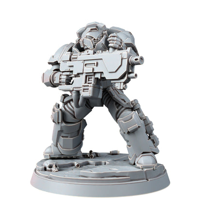 Space Knights Imperators Heavy Militum Bolter (5 Units), proxy miniature, squad, 28mm heroic scale unpainted resin, view 6