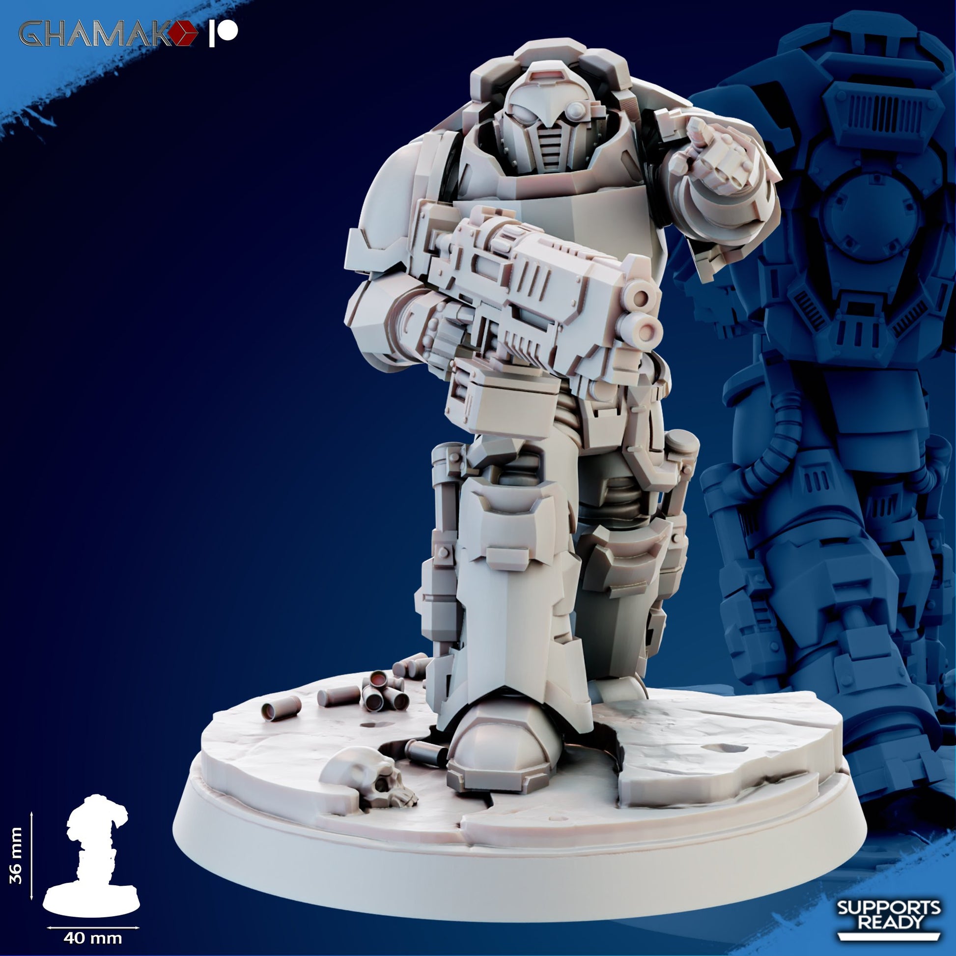Space Knights Imperators Heavy Militum Bolter (5 Units), proxy miniature, squad, 28mm heroic scale unpainted resin, view 8