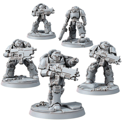 Space Knights Imperators Heavy Militum Executor (5 Units), proxy miniature, squad, 28mm heroic scale unpainted resin