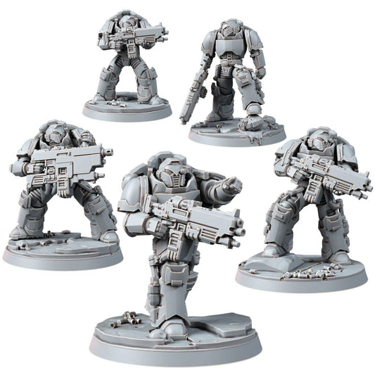 Space Knights Imperators Heavy Militum Executor (5 Units), proxy miniature, squad, 28mm heroic scale unpainted resin
