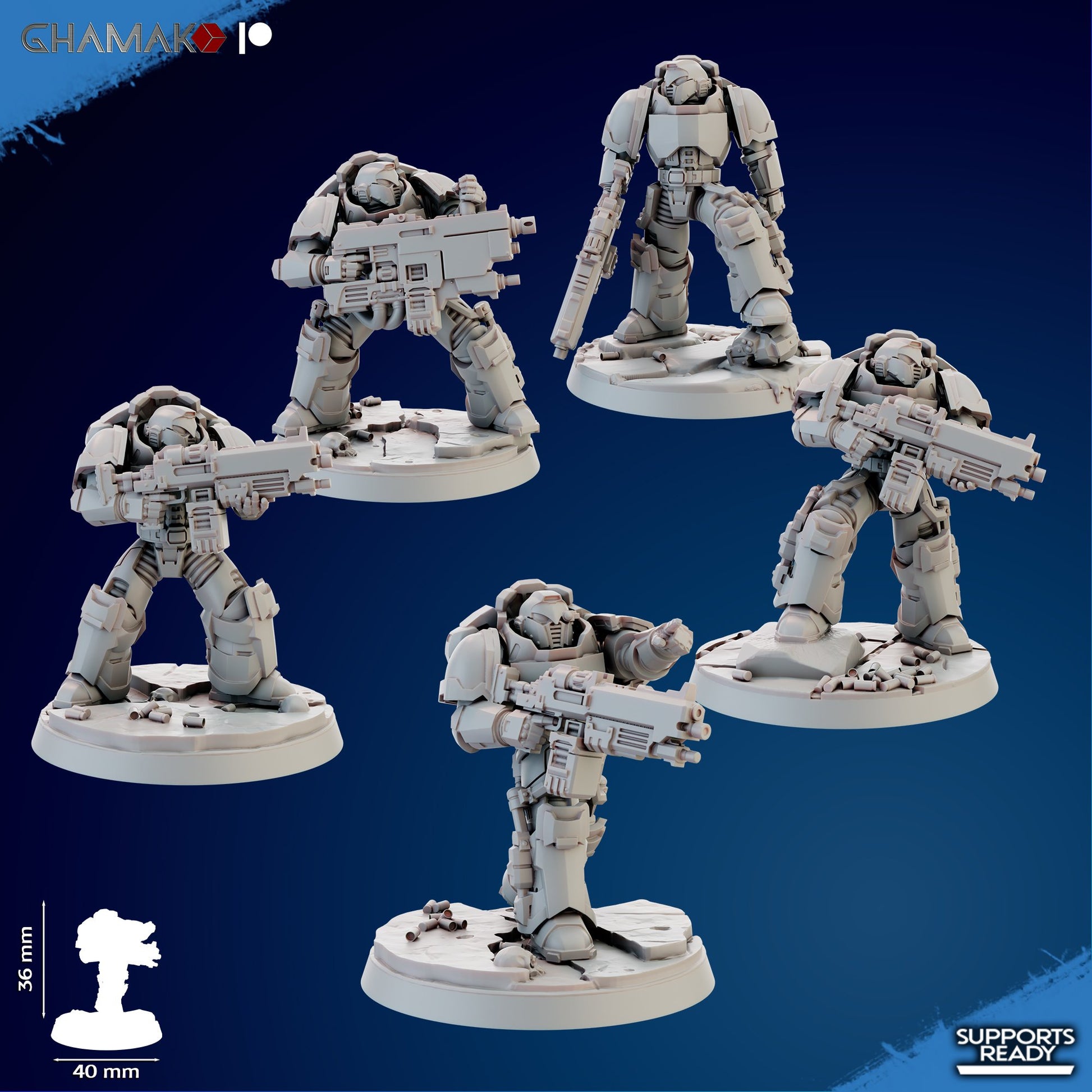 Space Knights Imperators Heavy Militum Executor (5 Units), proxy miniature, squad, 28mm heroic scale unpainted resin, view 2