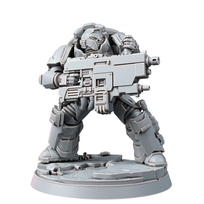 Space Knights Imperators Heavy Militum Executor (5 Units), proxy miniature, squad, 28mm heroic scale unpainted resin, view 7