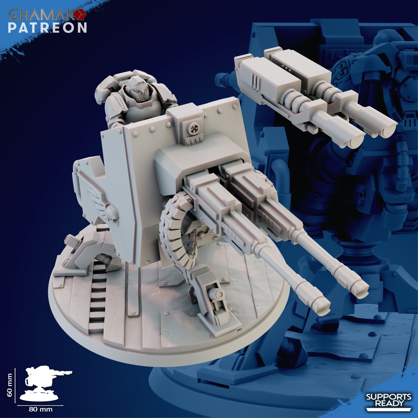 Space Knights Tarantula Platform, proxy miniature, 28mm heroic scale unpainted resin, view 4