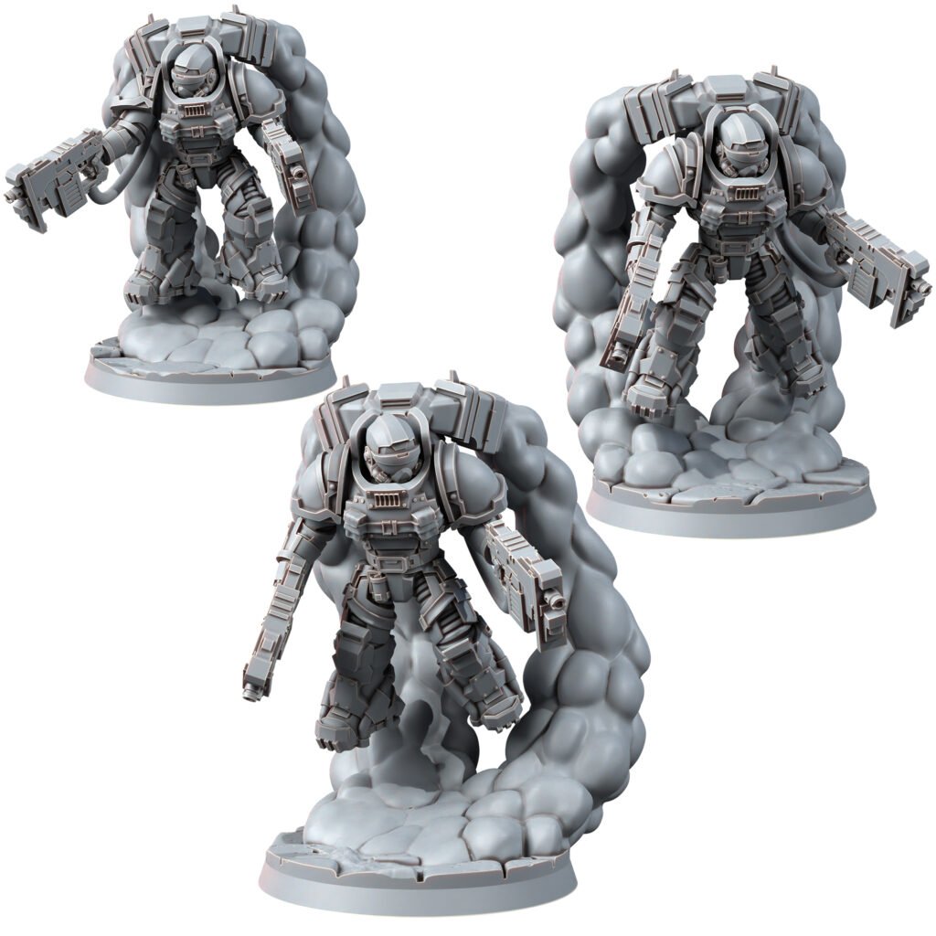 Space Knights Thunder Strikers With Bolters (3 Units), proxy miniature, squad, 28mm heroic scale unpainted resin