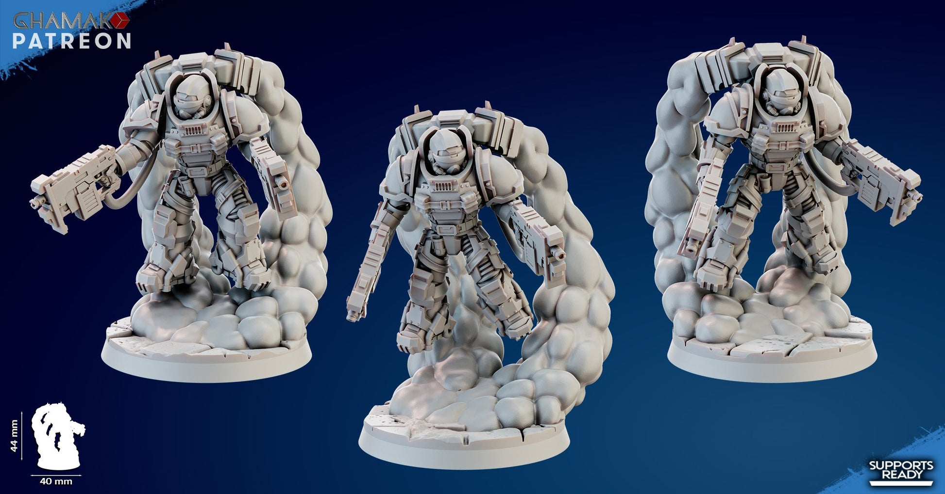 Space Knights Thunder Strikers With Bolters (3 Units), proxy miniature, squad, 28mm heroic scale unpainted resin, view 2