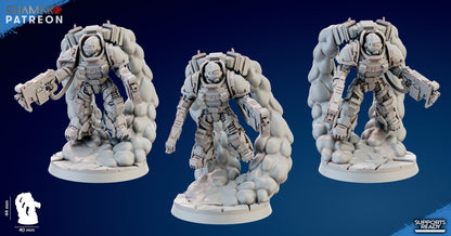 Space Knights Thunder Strikers With Bolters (3 Units), proxy miniature, squad, 28mm heroic scale unpainted resin, view 2
