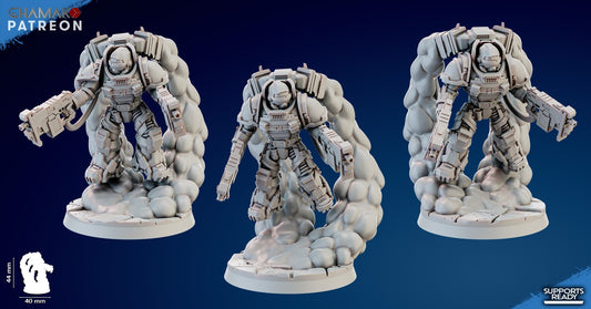 Space Knights Thunder Strikers With Bolters (3 Units), proxy miniature, squad, 28mm heroic scale unpainted resin, view 2