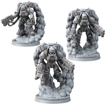 Space Knights Thunder Strikers With Plasma (3 Units), proxy miniature, squad, 28mm heroic scale unpainted resin