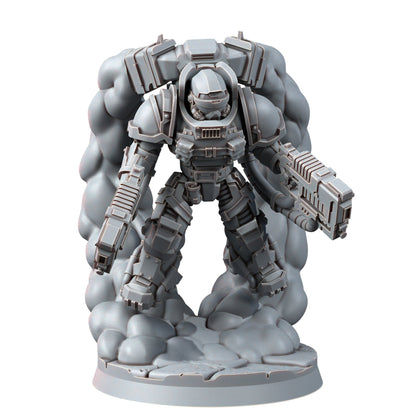 Space Knights Thunder Strikers With Plasma (3 Units), proxy miniature, squad, 28mm heroic scale unpainted resin, view 2