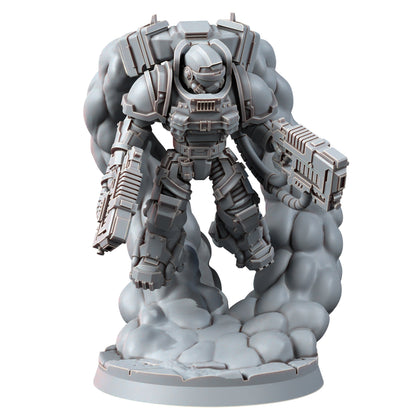 Space Knights Thunder Strikers With Plasma (3 Units), proxy miniature, squad, 28mm heroic scale unpainted resin, view 3