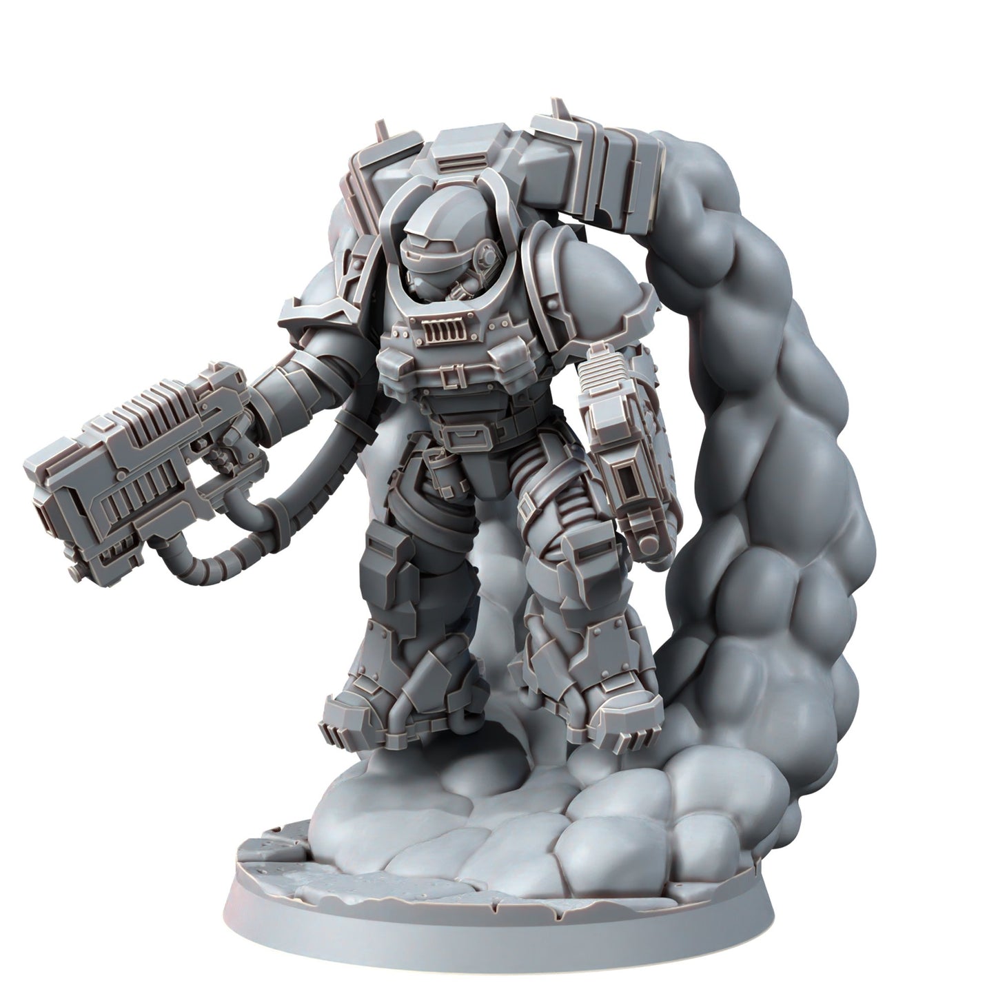 Space Knights Thunder Strikers With Plasma (3 Units), proxy miniature, squad, 28mm heroic scale unpainted resin, view 4