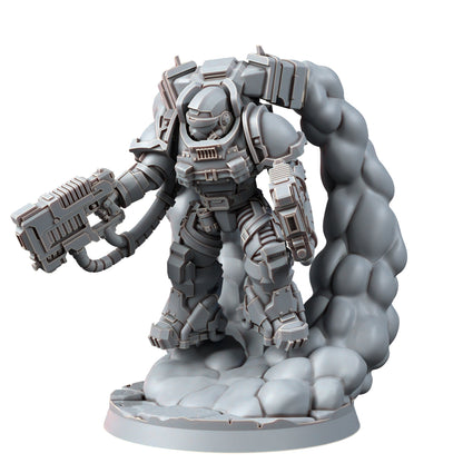 Space Knights Thunder Strikers With Plasma (3 Units), proxy miniature, squad, 28mm heroic scale unpainted resin, view 4