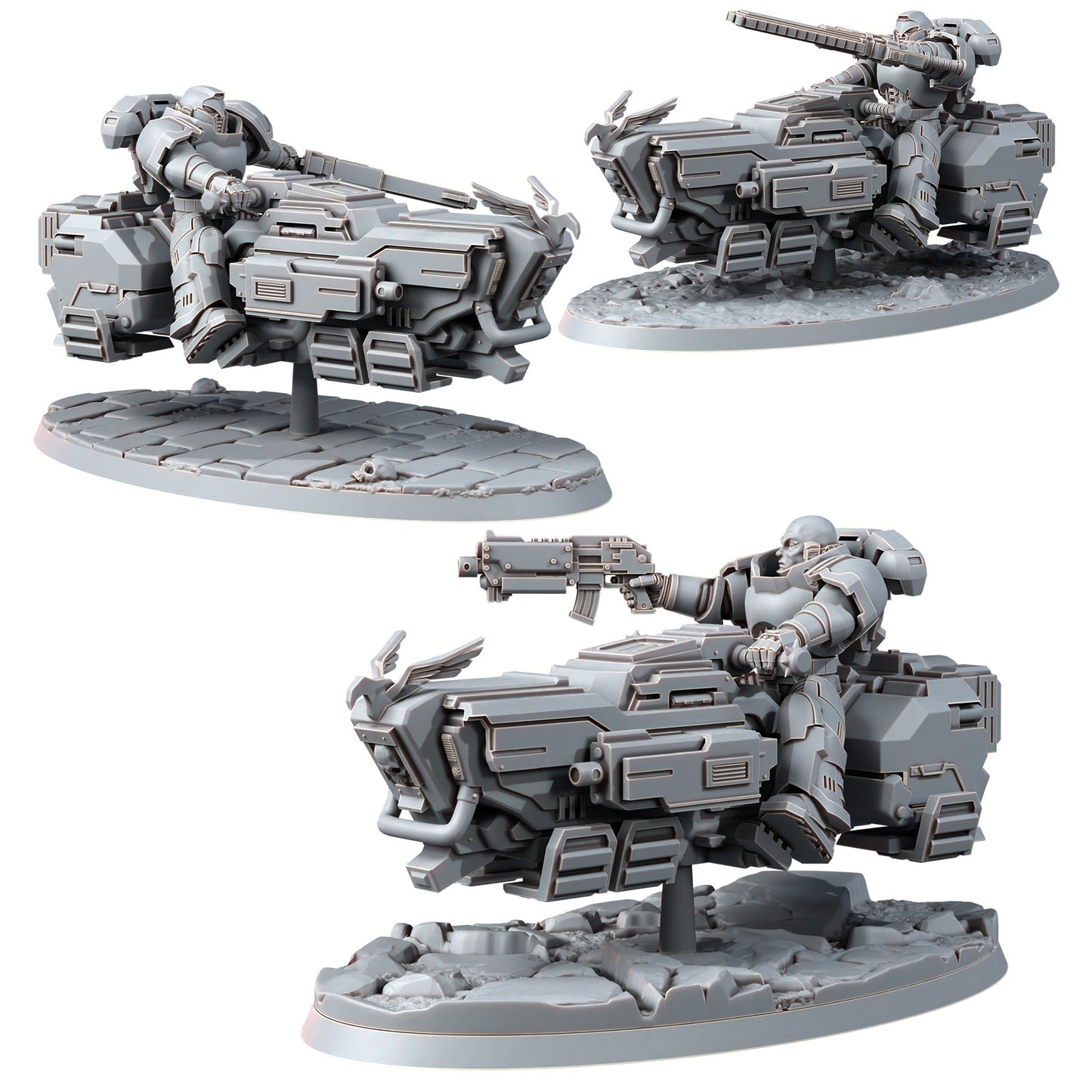 Space Knights War Bike Squadron On A-Gravs (3 Units), proxy miniature, 28mm heroic scale unpainted resin, view 2