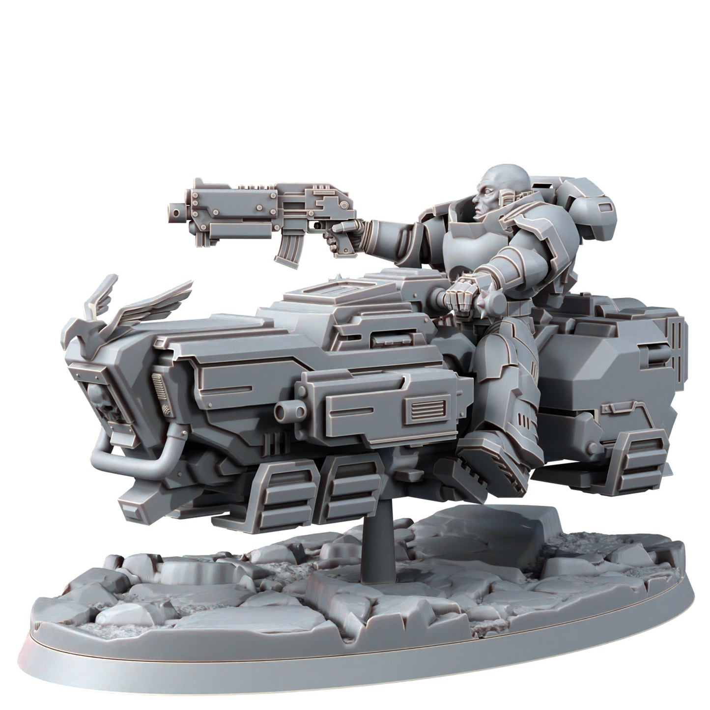 Space Knights War Bike Squadron On A-Gravs (3 Units), proxy miniature, 28mm heroic scale unpainted resin, view 4