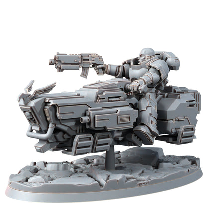 Space Knights War Bike Squadron On A-Gravs (3 Units), proxy miniature, 28mm heroic scale unpainted resin, view 4