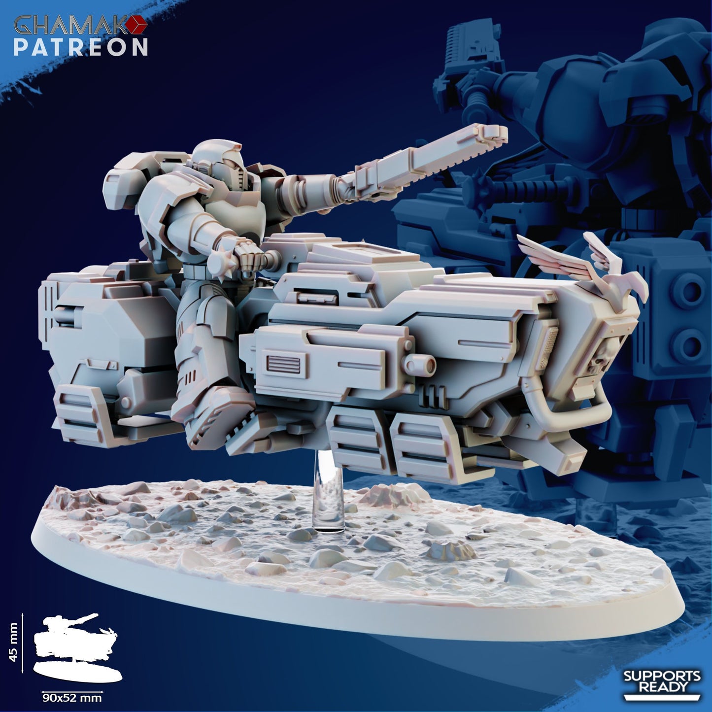 Space Knights War Bike Squadron On A-Gravs (3 Units), proxy miniature, 28mm heroic scale unpainted resin, view 6