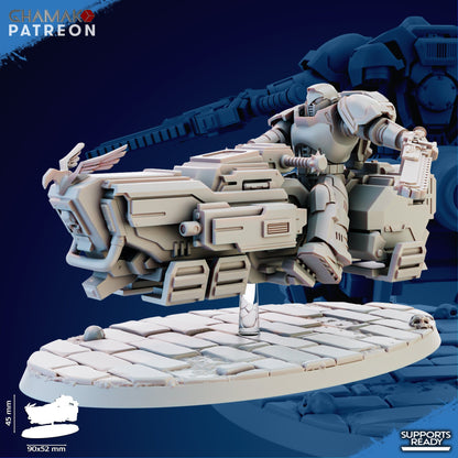 Space Knights War Bike Squadron On A-Gravs (3 Units), proxy miniature, 28mm heroic scale unpainted resin, view 8