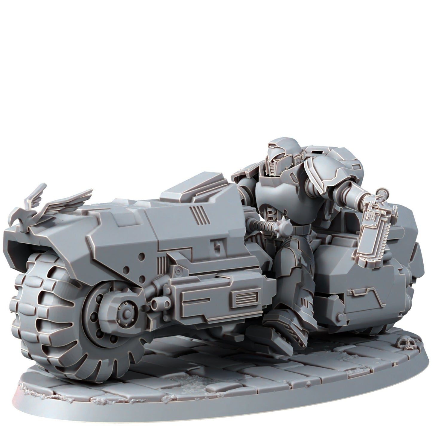 Space Knights War Bike Squadron On Wheels (3 Units), proxy miniature, 28mm heroic scale unpainted resin, view 2