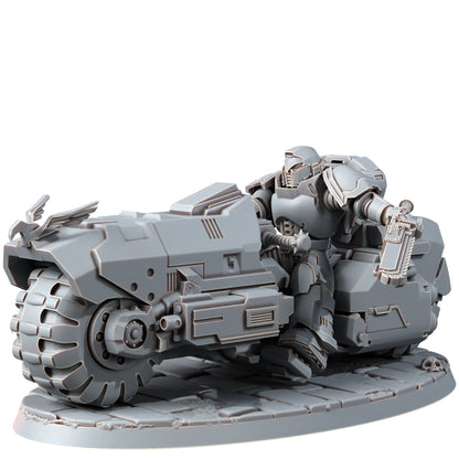 Space Knights War Bike Squadron On Wheels (3 Units), proxy miniature, 28mm heroic scale unpainted resin, view 2
