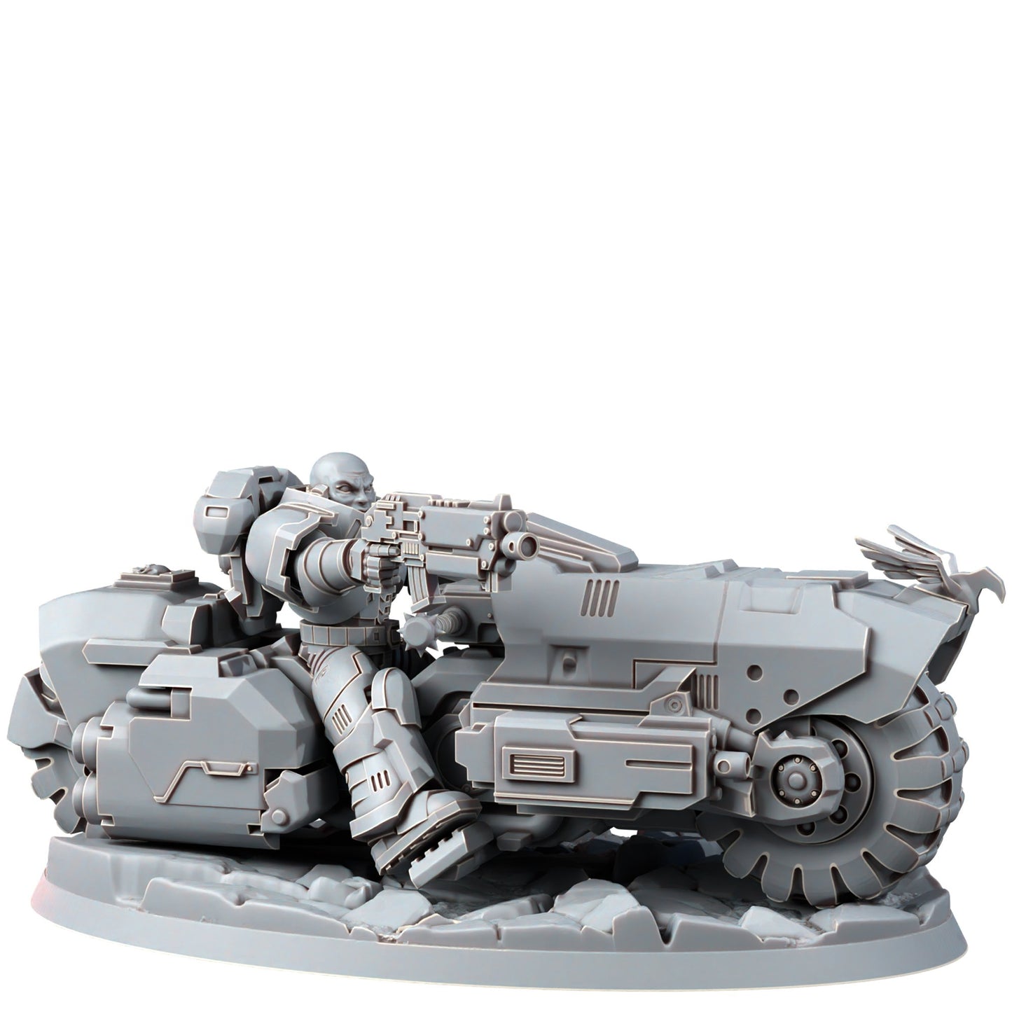 Space Knights War Bike Squadron On Wheels (3 Units), proxy miniature, 28mm heroic scale unpainted resin, view 3