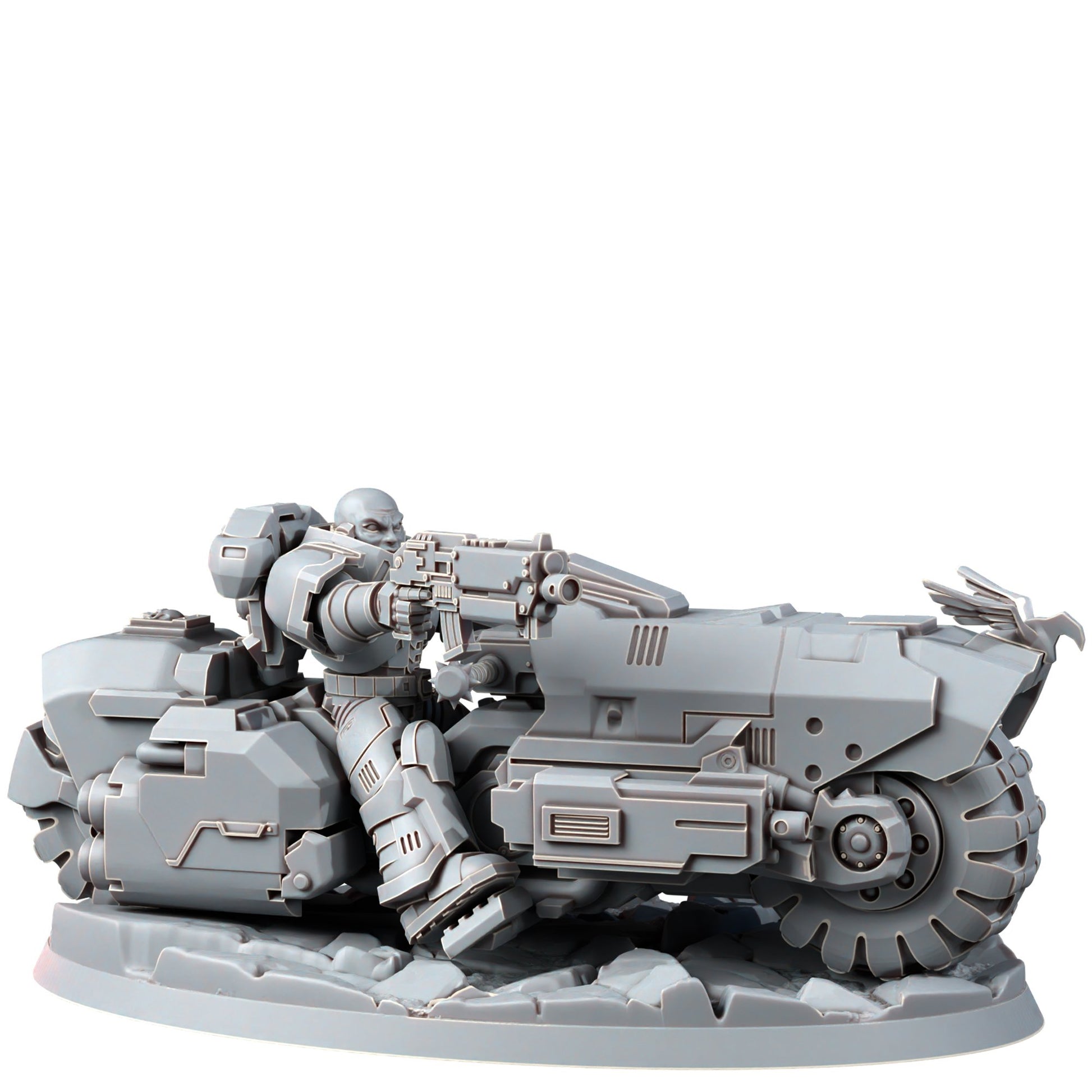 Space Knights War Bike Squadron On Wheels (3 Units), proxy miniature, 28mm heroic scale unpainted resin, view 3