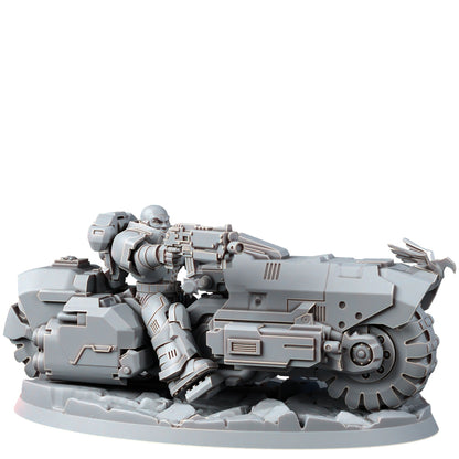 Space Knights War Bike Squadron On Wheels (3 Units), proxy miniature, 28mm heroic scale unpainted resin, view 3