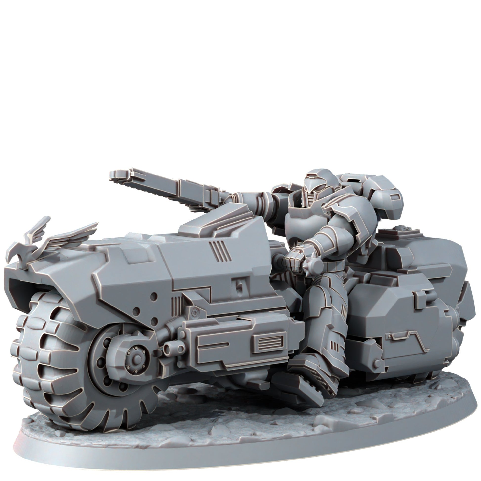 Space Knights War Bike Squadron On Wheels (3 Units), proxy miniature, 28mm heroic scale unpainted resin, view 4