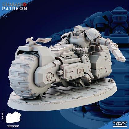 Space Knights War Bike Squadron On Wheels (3 Units), proxy miniature, 28mm heroic scale unpainted resin, view 5