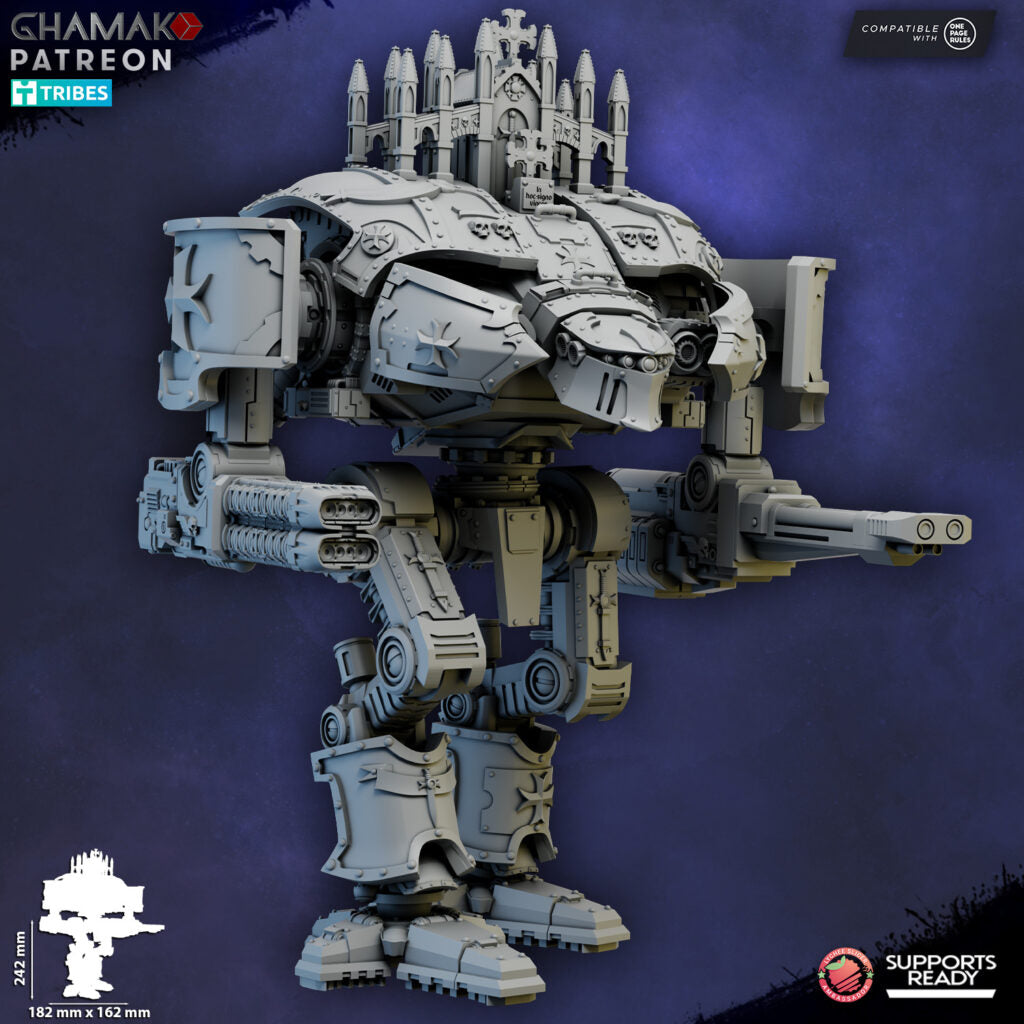 Titans Imperial Templar Conqueror Titan, proxy miniature, walker, 28mm heroic scale unpainted resin, view 2