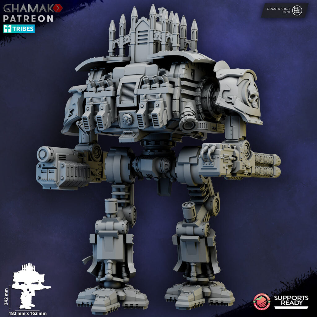 Titans Imperial Templar Conqueror Titan, proxy miniature, walker, 28mm heroic scale unpainted resin, view 3