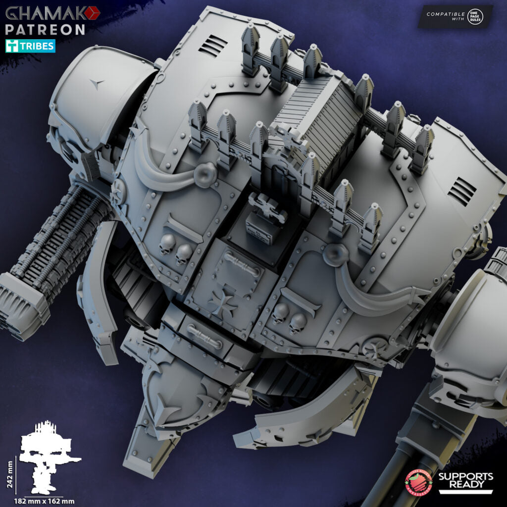 Titans Imperial Templar Conqueror Titan, proxy miniature, walker, 28mm heroic scale unpainted resin, view 4