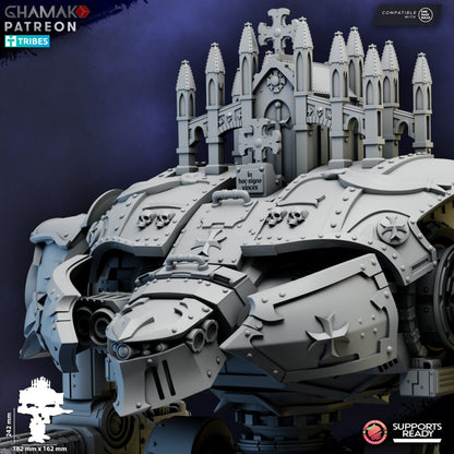 Titans Imperial Templar Conqueror Titan, proxy miniature, walker, 28mm heroic scale unpainted resin, view 5