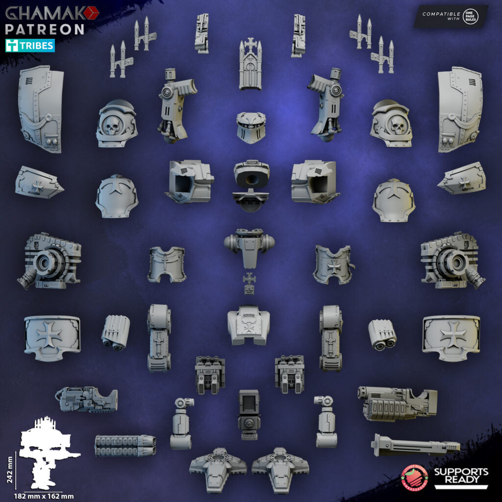 Titans Imperial Templar Conqueror Titan, proxy miniature, walker, 28mm heroic scale unpainted resin, view 6