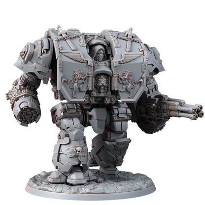 Hooded Knights Ancient Dreadnought, proxy miniature, walker, 28mm heroic scale unpainted resin, view 4